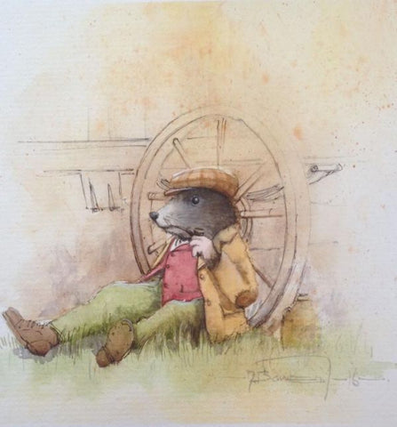 Moley - Time For A Puff (Wind in the Willows) ORIGINAL by Dale Bowen *SOLD*