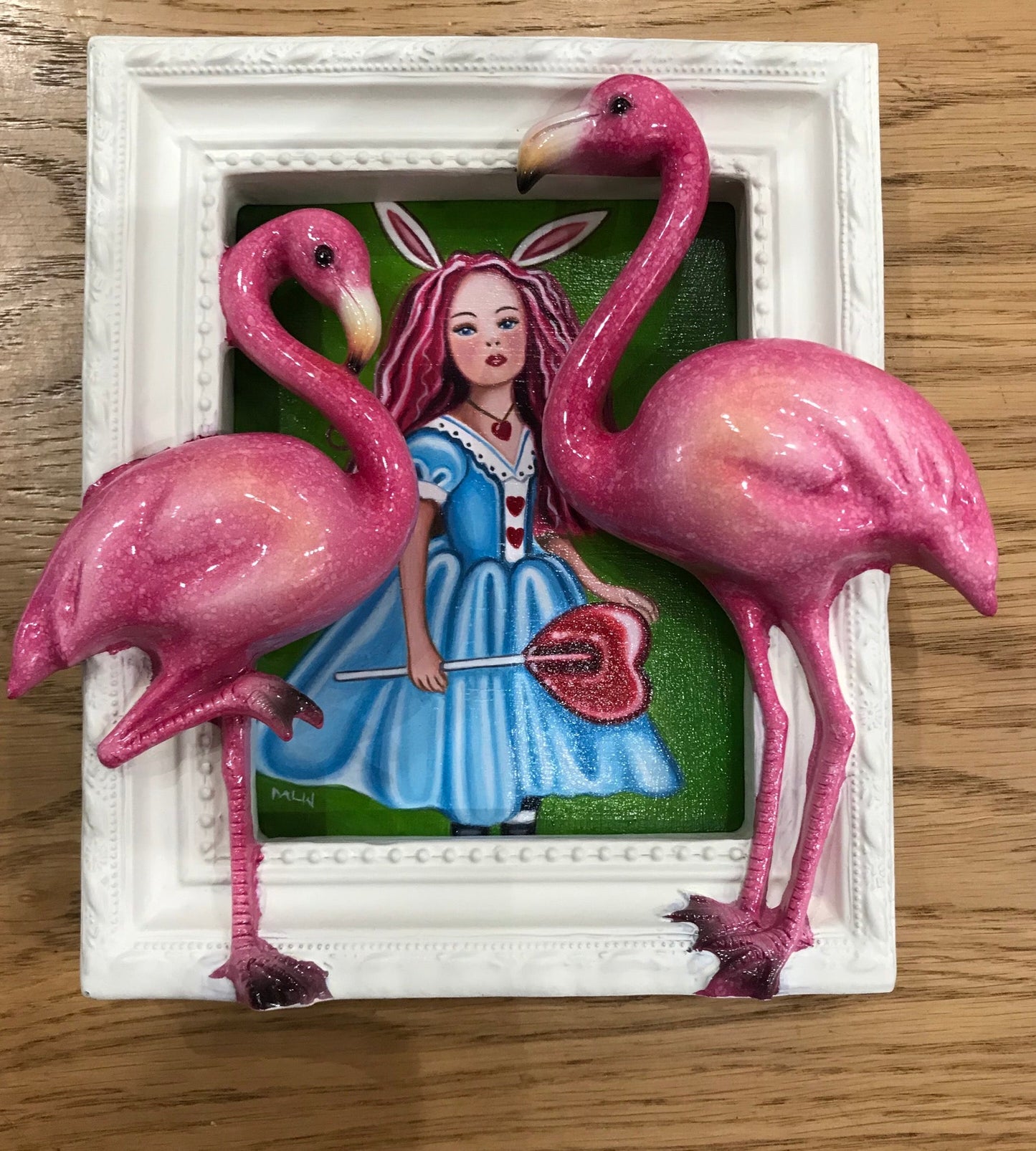 Marie Louise Wrightson Alice In The Flamingo Garden Original - The Acorn Gallery, Pocklington