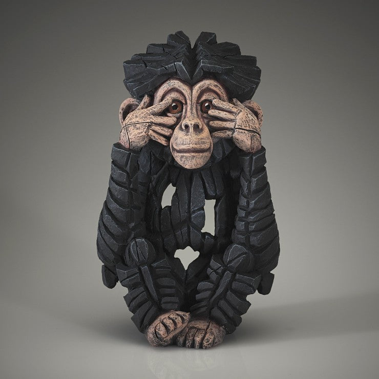 EDGE Sculpture Baby Chimpanzee See No Evil available at The Acorn Gallery, Pocklington. Shop Online, Careful UK delivery. Call us on 01759 307652.