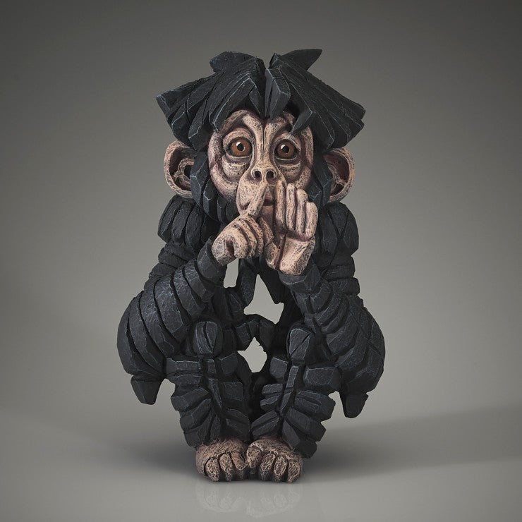 EDGE Sculpture Baby Chimpanzee Speak No Evil - The Acorn Gallery, Pocklington
