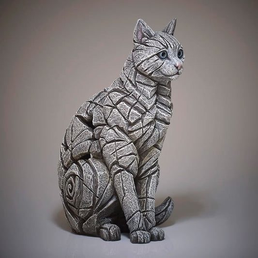 EDGE Sculpture Cat Sitting White - The Acorn Gallery, Pocklington