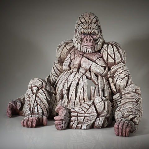 Gorilla (Sitting Adult White) by Edge Sculpture
