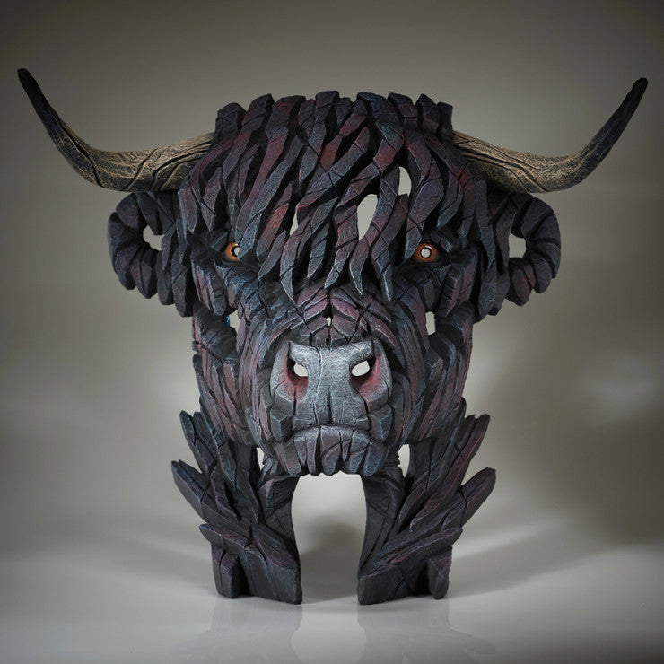 EDGE Sculpture Highland Cow Black - The Acorn Gallery, Pocklington