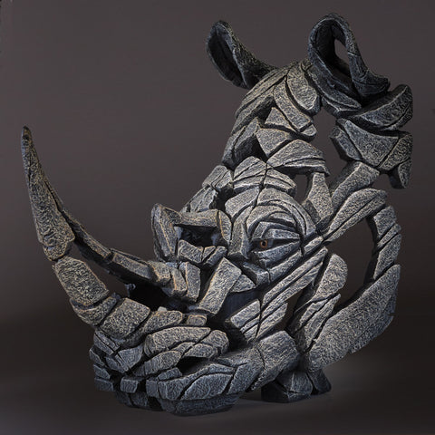 Rhinoceros Bust White by Edge Sculpture