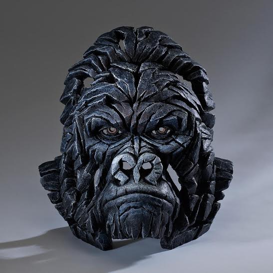 Edge Sculpture ceramic polystone gorilla bust sculpture with hand-signed detail