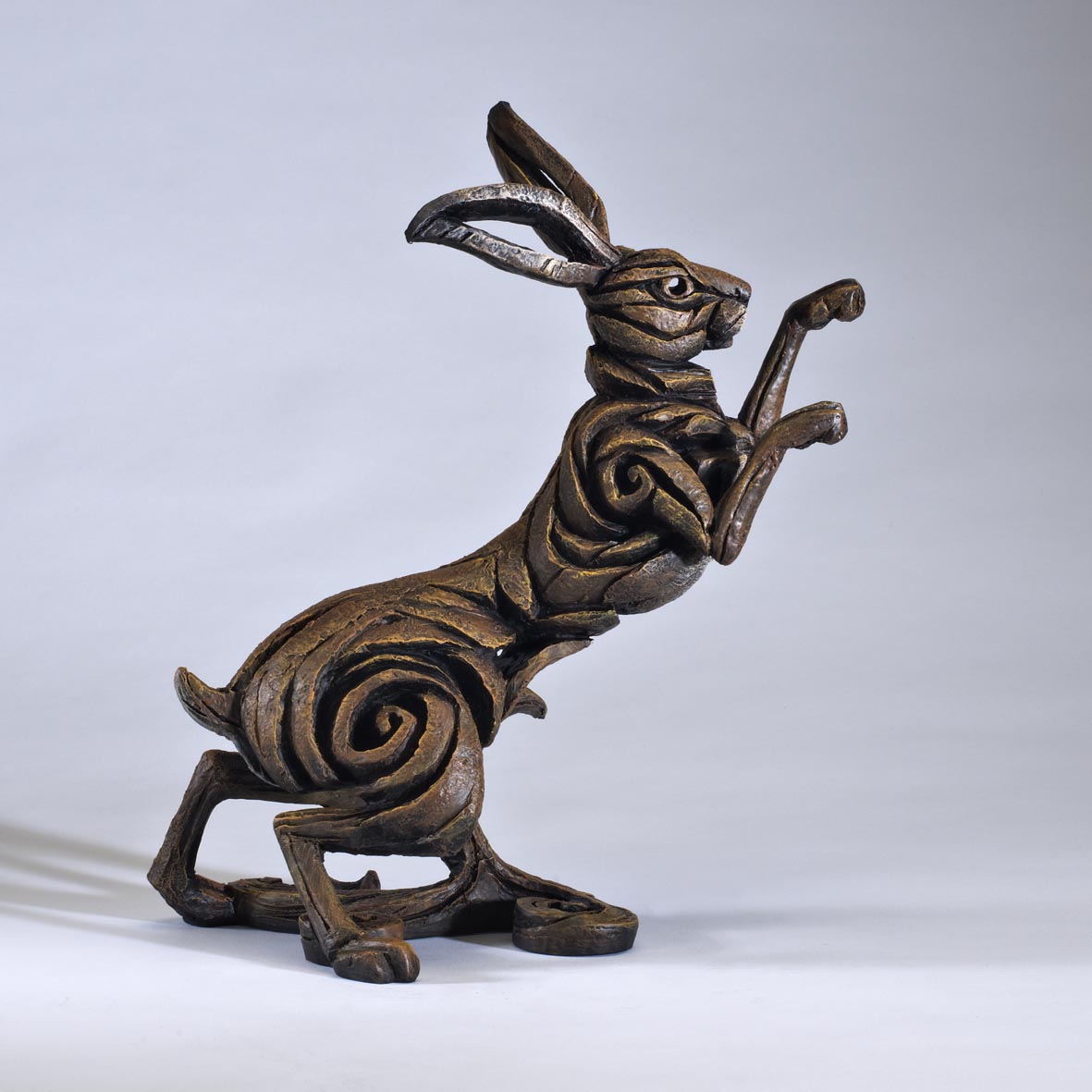 Brown Hare ceramic polystone sculpture by EDGE Sculpture with hand-signed artist signature