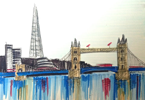 The Shard And Tower Bridge Original Sketch by Edward Waite *SOLD*