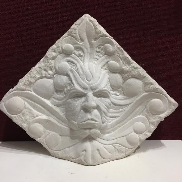 Original Green Man sculpture in Portland Limestone by Joseph Hayton, hand signed.