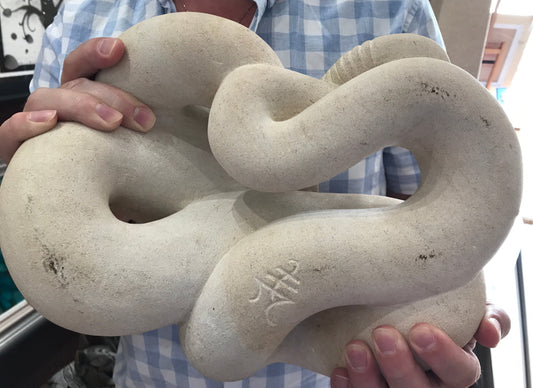 Original Rattlesnake sculpture by Joseph Hayton carved from Ancaster Limestone, hand signed by the artist.