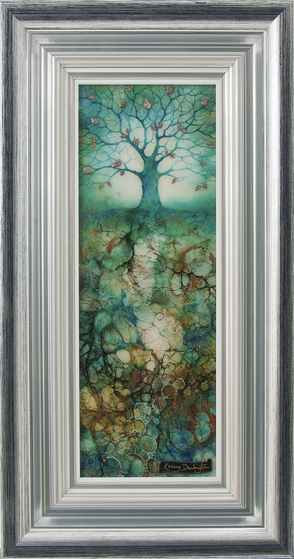 Elderberry Blossom limited edition mixed media print by Kerry Darlington in silver frame