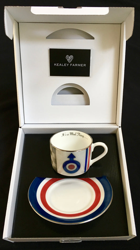 Kealey Farmer Its A Mod Thing Cup and Saucer - The Acorn Gallery, Pocklington