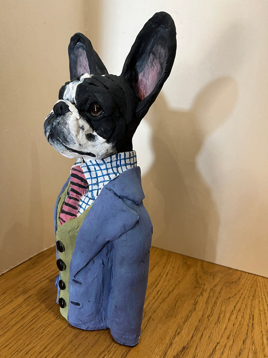 Louise Brown Frenchie Original Sculpture at The Acorn Gallery, Pocklington