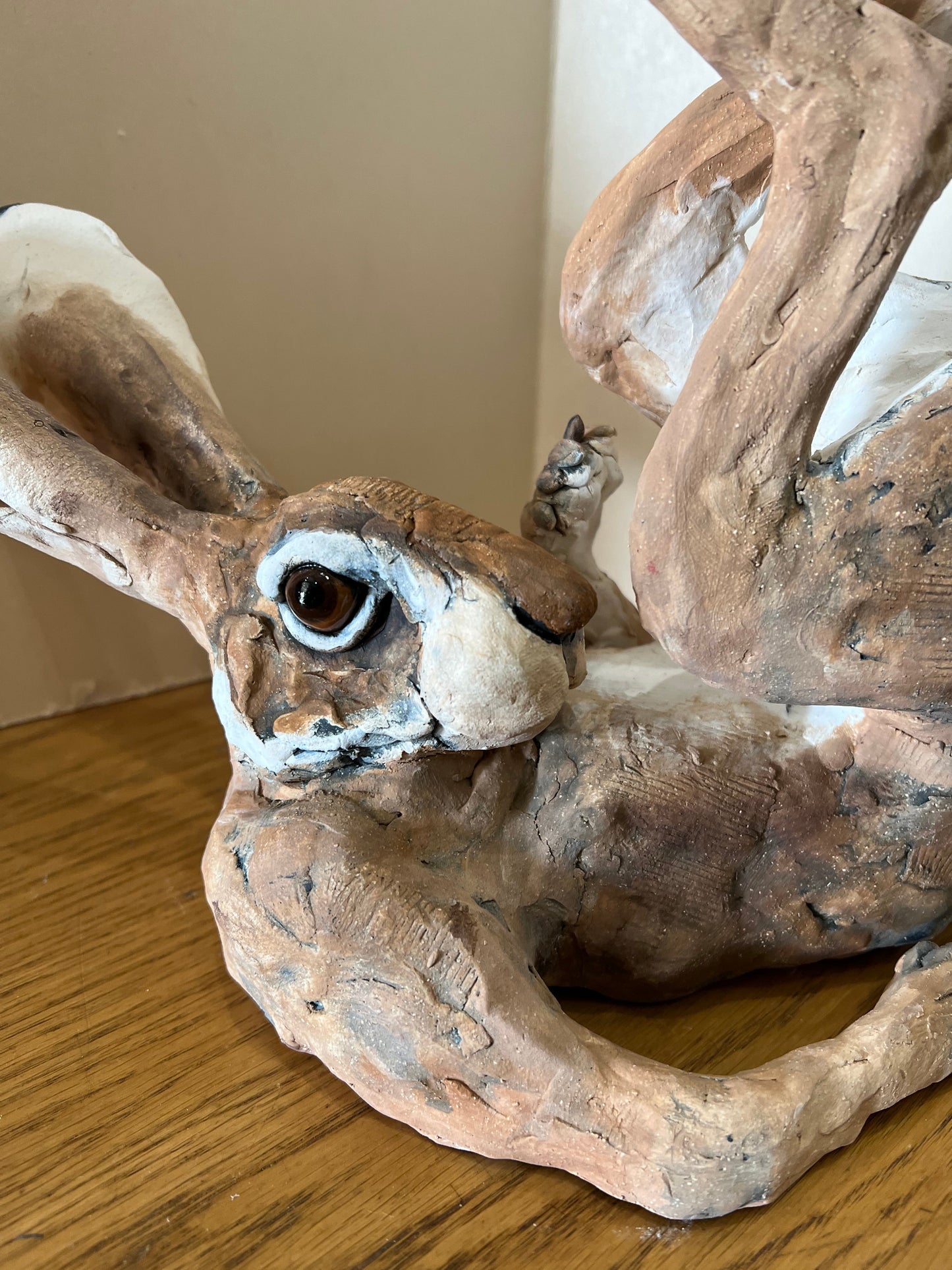 A gorgeous frolicking hare hand made by artist Louise Brown at The Acorn Gallery in Pocklington. Visit us or shop online with safe UK delivery. Or call 01759 307652