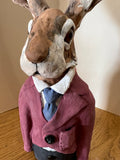 Hare Bust (Purple Jacket) Original Sculpture by Louise Brown *SOLD*