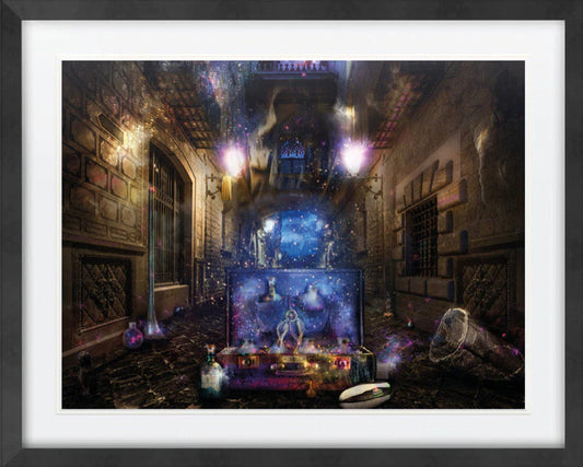 Dare to Dream The BFG Limited Edition print by Mark Davies featuring a mystical dream case in a dark urban alley, blending beauty and darkness.