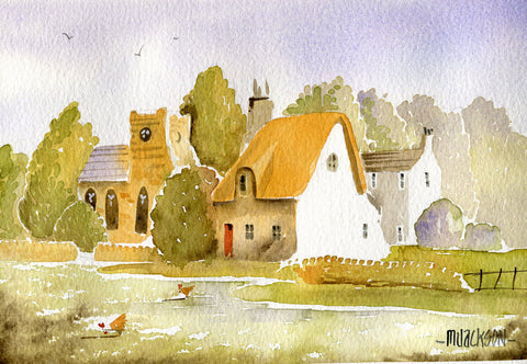 Church Cottage Original by Mike Jackson *SOLD*