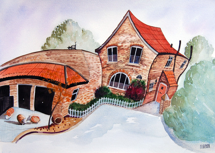 Mike Jackson Quirky House ORIGINAL Watercolour Painting The Acorn Gallery