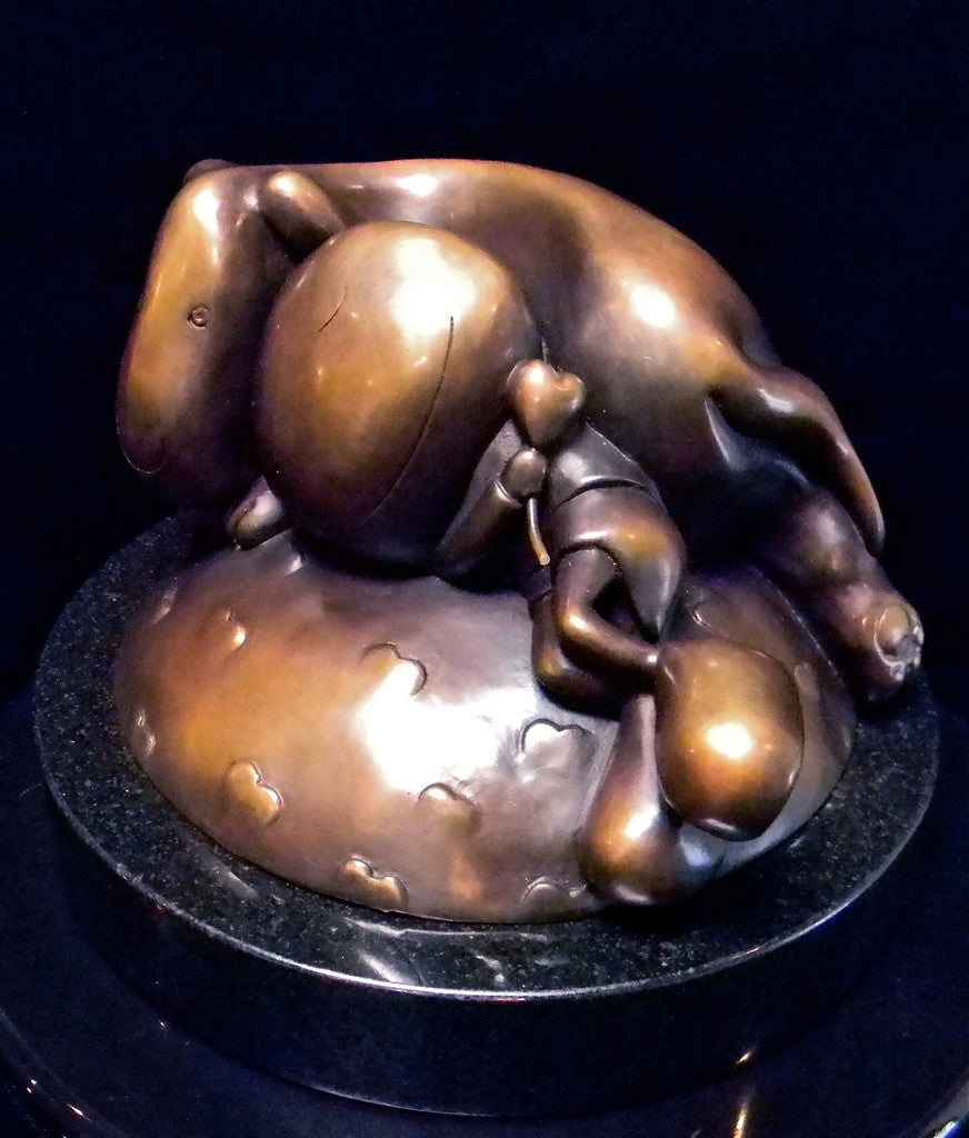 Mackenzie Thorpe Asleep With A Friend Bronze Sculpture - The Acorn Gallery, Pocklington