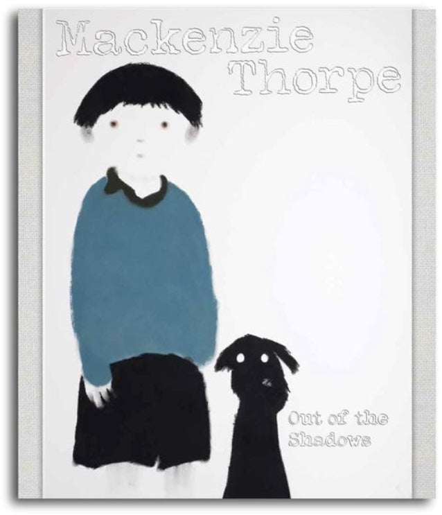 Mackenzie Thorpe Out Of The Shadows paperback book cover with child and dog illustration