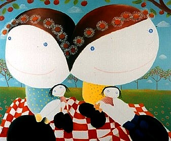 Mackenzie Thorpe Under The Cherry Tree Framed - The Acorn Gallery, Pocklington