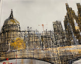 London's Banking District Original on Aluminium by Nigel Cooke *SOLD*