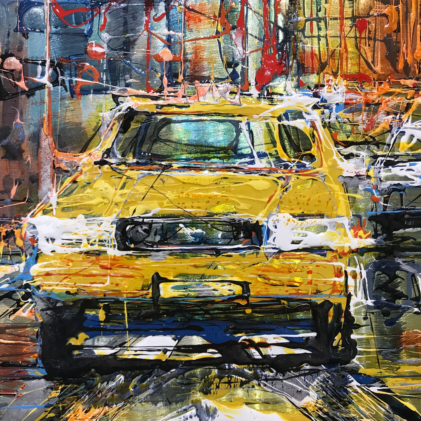 Nigel Cooke Manic Manhattan Original on Aluminium - The Acorn Gallery, Pocklington