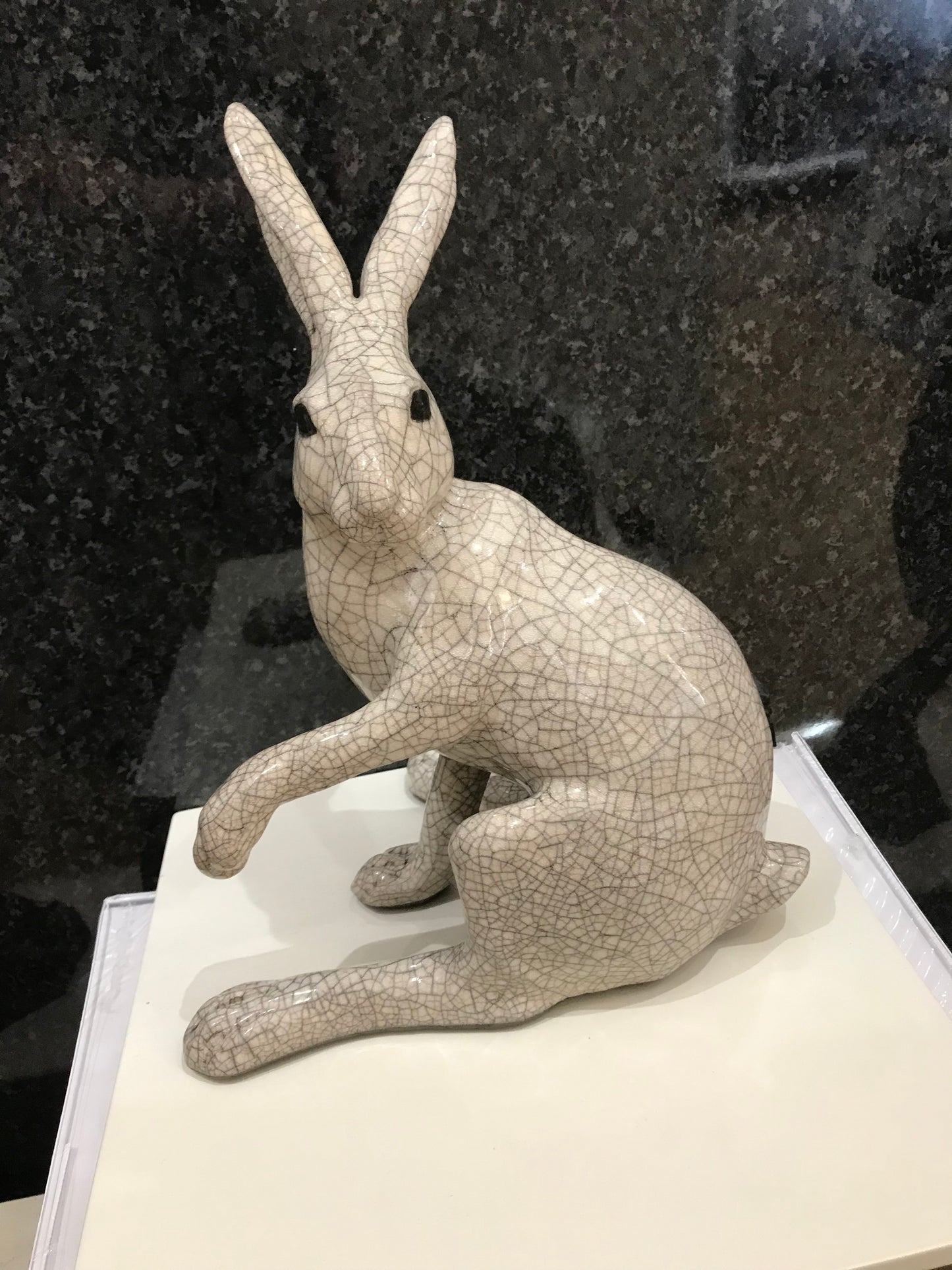 Large Hare Paw Up Raku Sculpture by Paul Jenkins-Sculpture-The Acorn Gallery