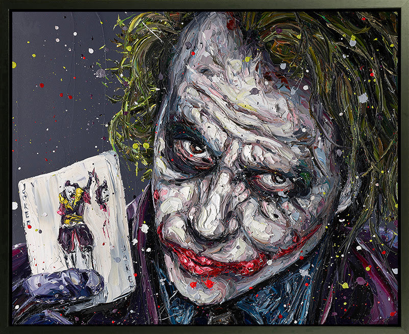 Paul Oz Playing The Joker Hand Embellished Canvas - The Acorn Gallery, Pocklington
