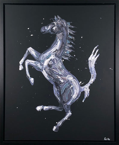 Rampante Cavallo Black Hand Embellished Canvas by Paul Oz