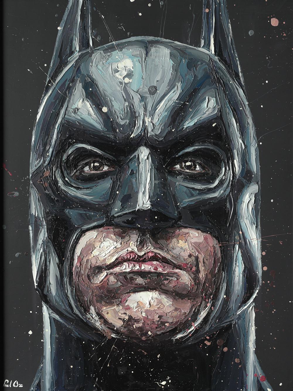 Paul Oz The Dark Knight Batman Hand Embellished Canvas - The Acorn Gallery, Pocklington