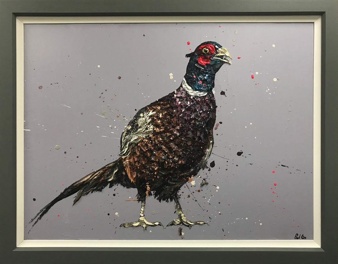 Paul Oz Jack The Pheasant Hand Embellished Canvas - The Acorn Gallery, Pocklington