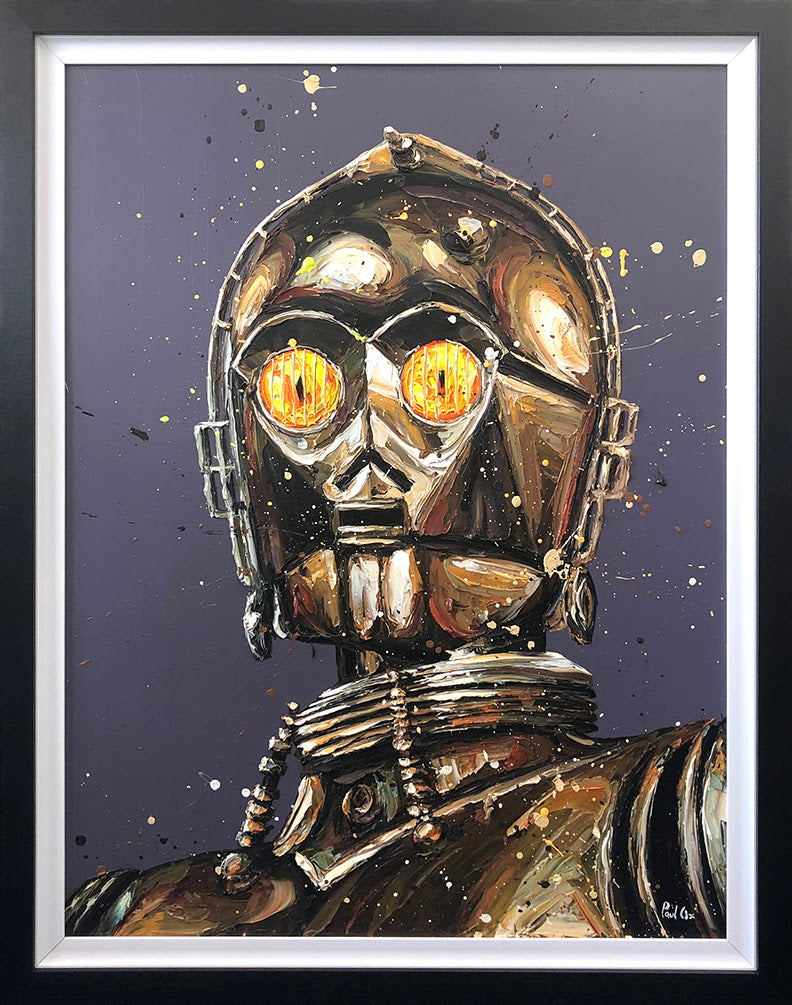 Paul Oz Let The Wookie Win C3-PO Star Wars Hand Embellished Canvas - The Acorn Gallery, Pocklington