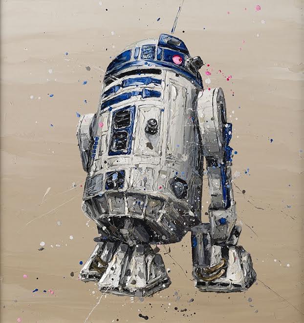 R2D2 hand embellished canvas art by Paul Oz limited edition print signed with certificate