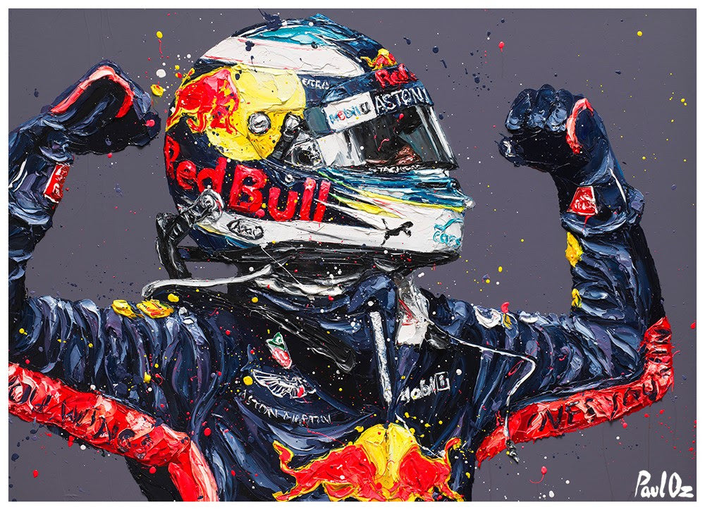 Paul Oz Ricciardo Retribution - Monaco '18 Hand Embellished Canvas - The Acorn Gallery, Pocklington