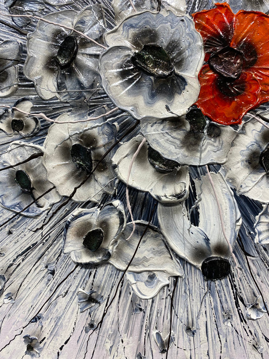 Poppy Spot One Silver Original by Robert Cox - The Acorn Gallery, Pocklington