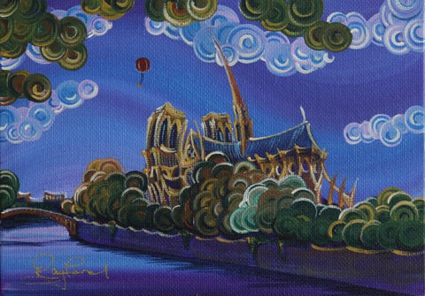 Notre Dame Original by Rayford-Original Art-The Acorn Gallery-Rayford-artist-The Acorn Gallery