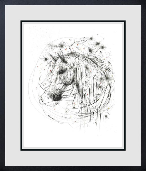 Limited edition Cosmos Standard print by Scott Tetlow featuring abstract horse sketch, giclee on paper, hand signed and framed