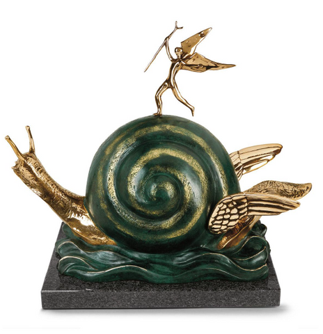 Snail And The Angel Bronze Sculpture by Salvador Dali
