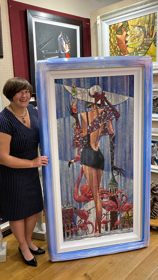 Andrei Protsouk Piazza San Flamingo Original Painting - The Acorn Gallery, Pocklington