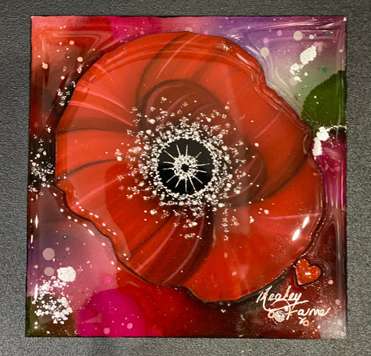 Kealey Farmer Poppy Remembrance IV Original available to purchase from The Acorn Gallery in Pocklington. Delivery available.