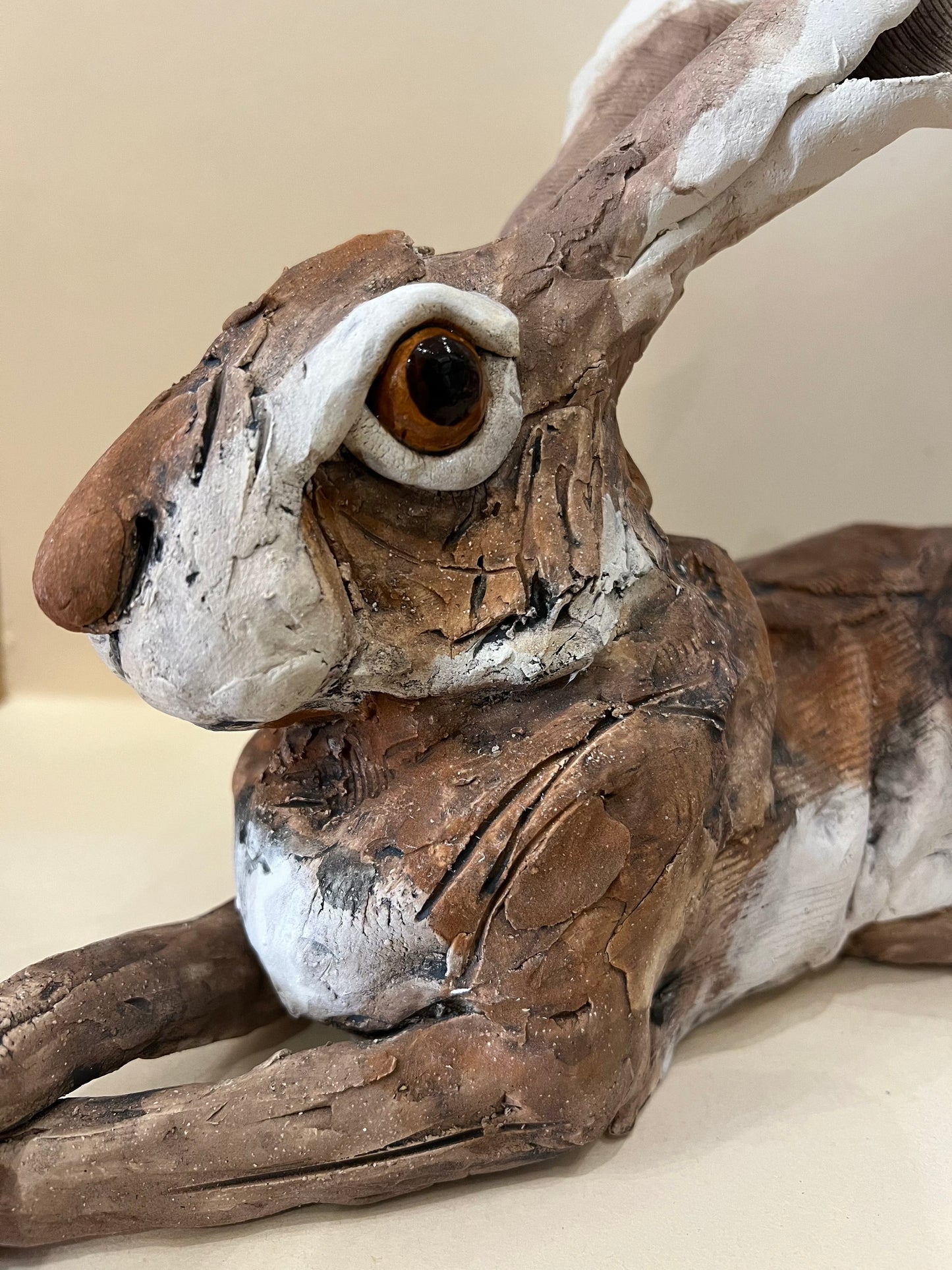 Louise Brown Lying Down Hare Original Sculpture - The Acorn Gallery, Pocklington