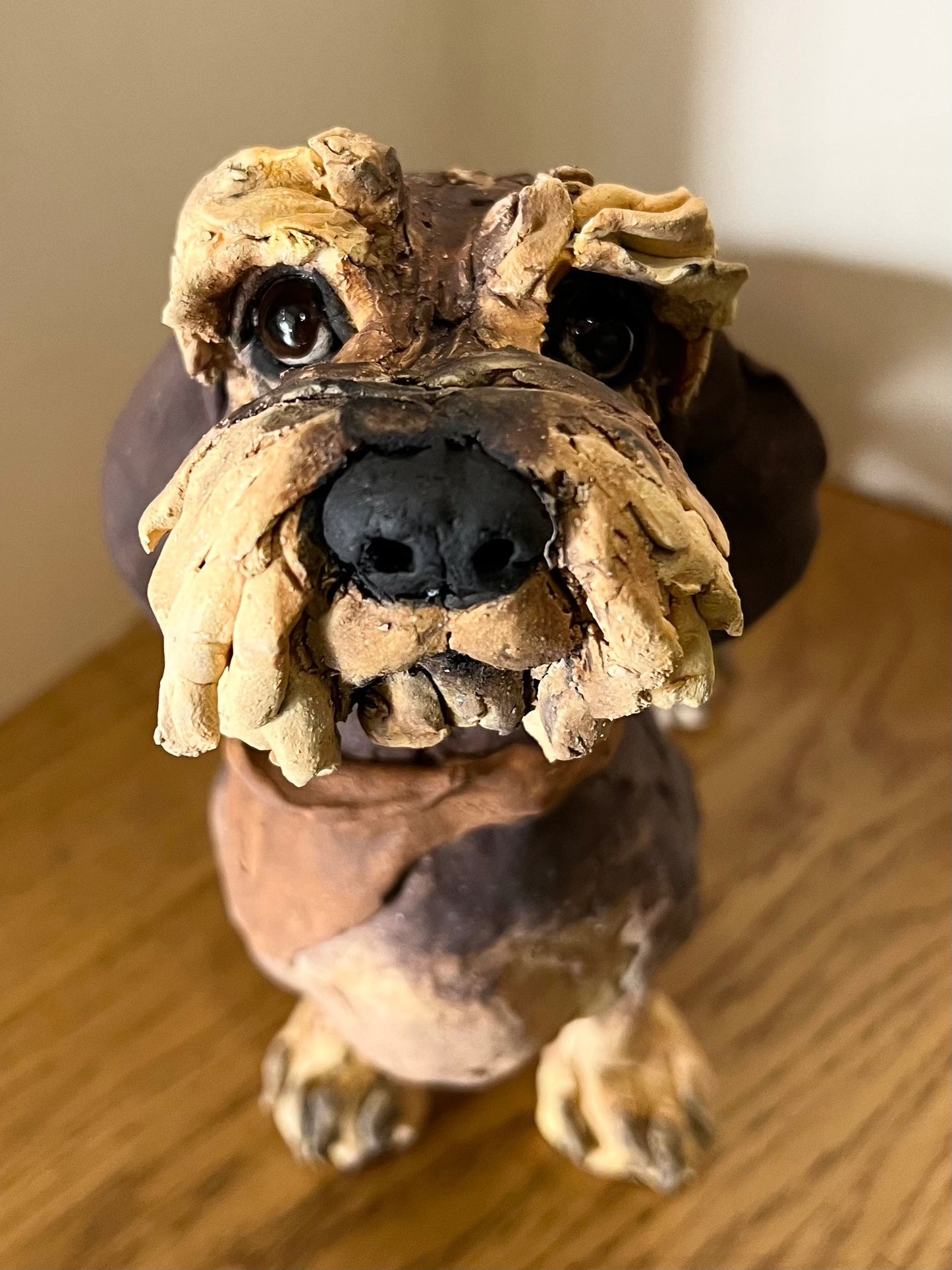 Louise Brown Dachshund Brown Necker Original Sculpture - The Acorn Gallery, Pocklington