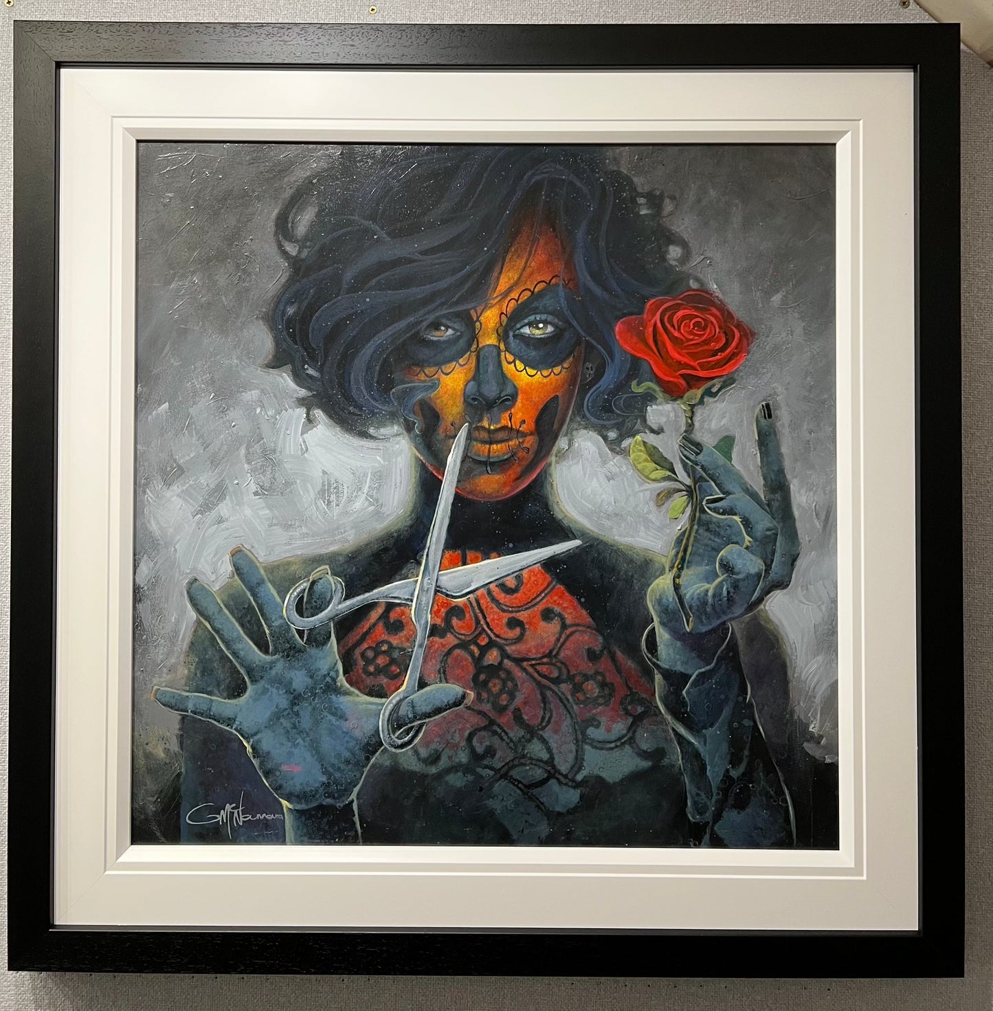 Gary McNamara The Darkness Within Her Day Of The Dead Original Painting - The Acorn Gallery, Pocklington