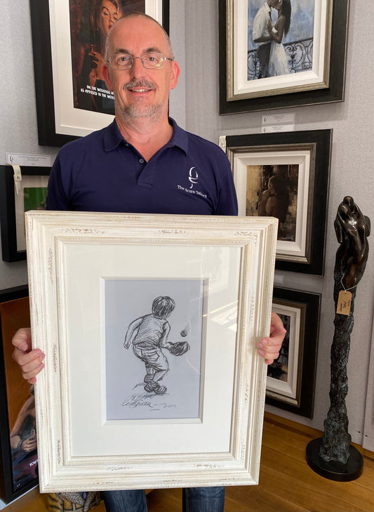 Keith Proctor Howzat Original Charcoal Sketch - The Acorn Gallery, Pocklington