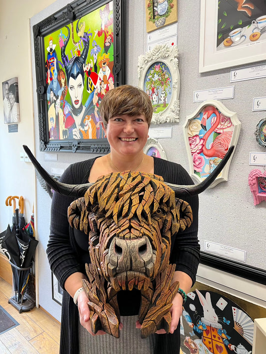 EDGE Sculpture Highland Cow Brown - The Acorn Gallery, Pocklington