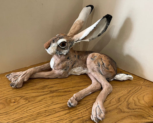 A beautiful ceramic hare by artist Louise Brown available from The Acorn Gallery in Pocklington. Visit us or shop online. Safe UK delivery. Or call us 01759 307652..