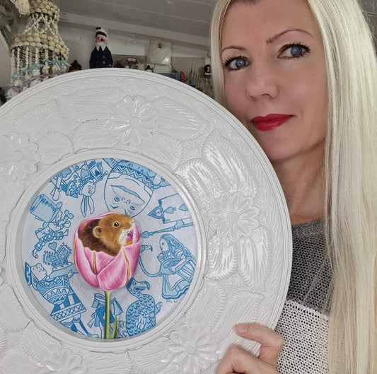 Marie Louise Wrightson In The Red Queens Garden Original - The Acorn Gallery, Pocklington