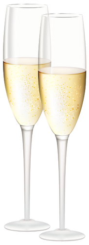 Champagne glasses on a clear background to celebrate winning of the top seller award
