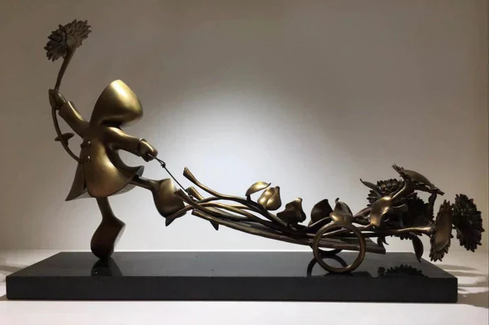 Bringer of Sunshine bronze sculpture by Mackenzie Thorpe. Just one of the beautiful bronze sculptures available to order from The Acorn Gallery in Pocklington. Not available to buy online. Call 01759 307652.