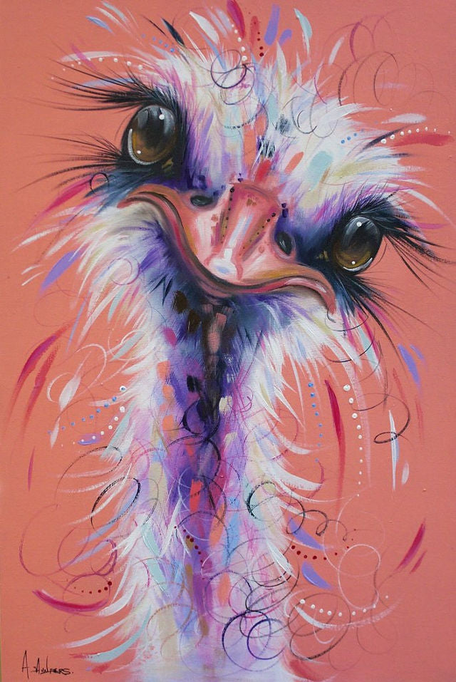 Look Into My Eyes Original Painting of an Emu by Acorn Artist Ashley Saunders